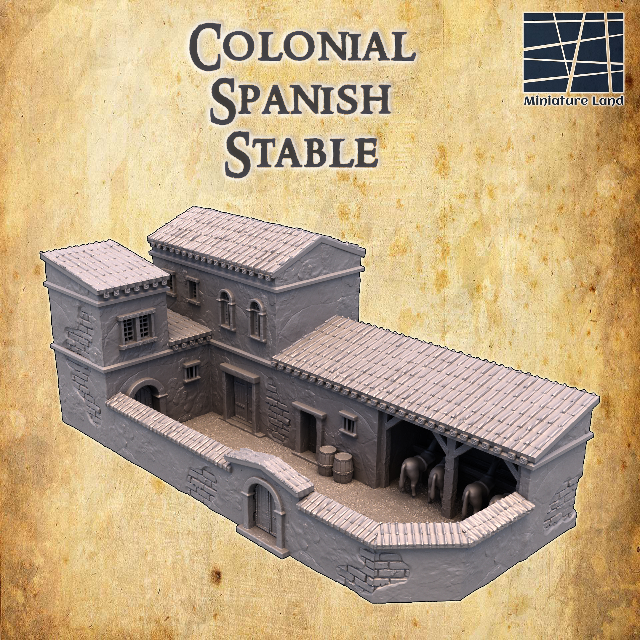 Colonial Spanish Stable - Tabletop Terrain - 28 MM